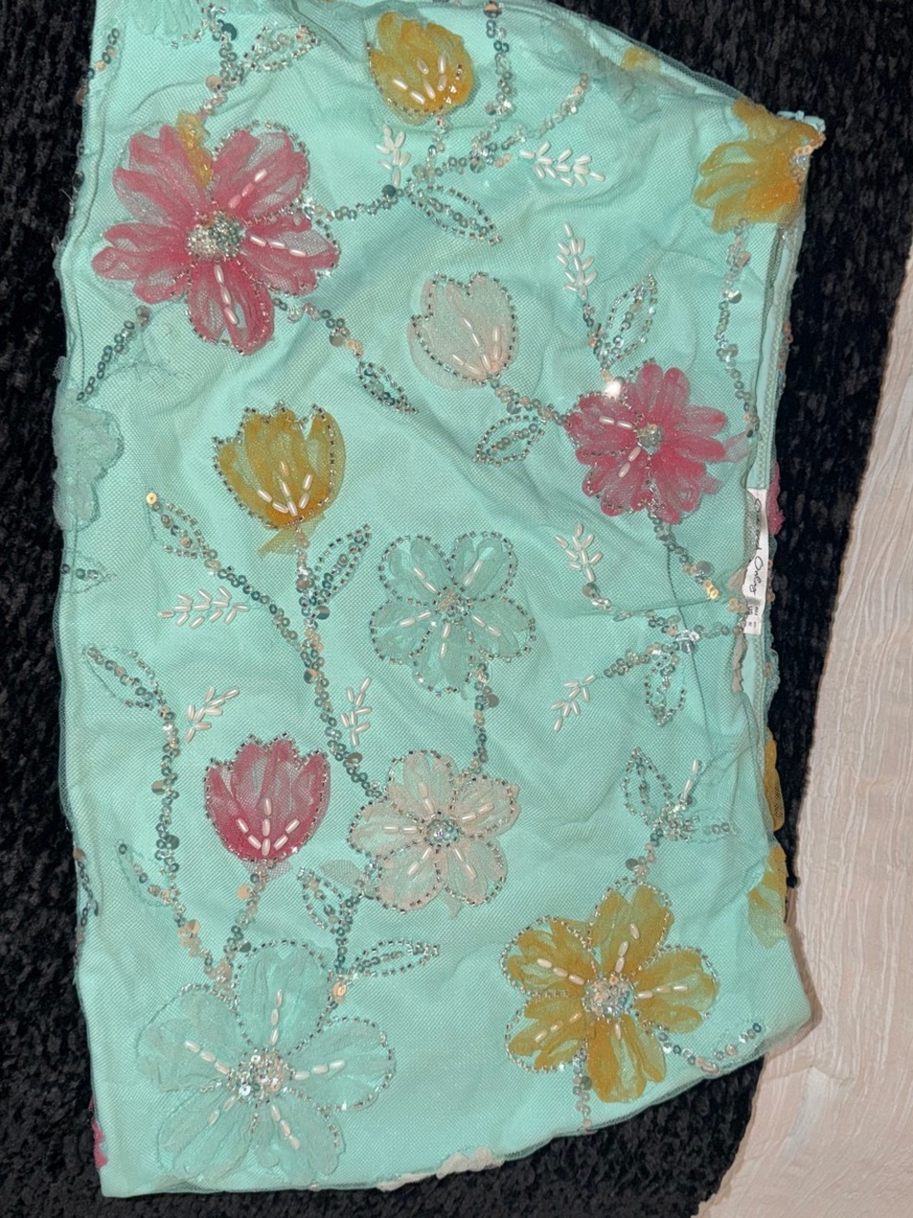 Stella Laguna Beach Mint Floral Sequin Mini Skirt